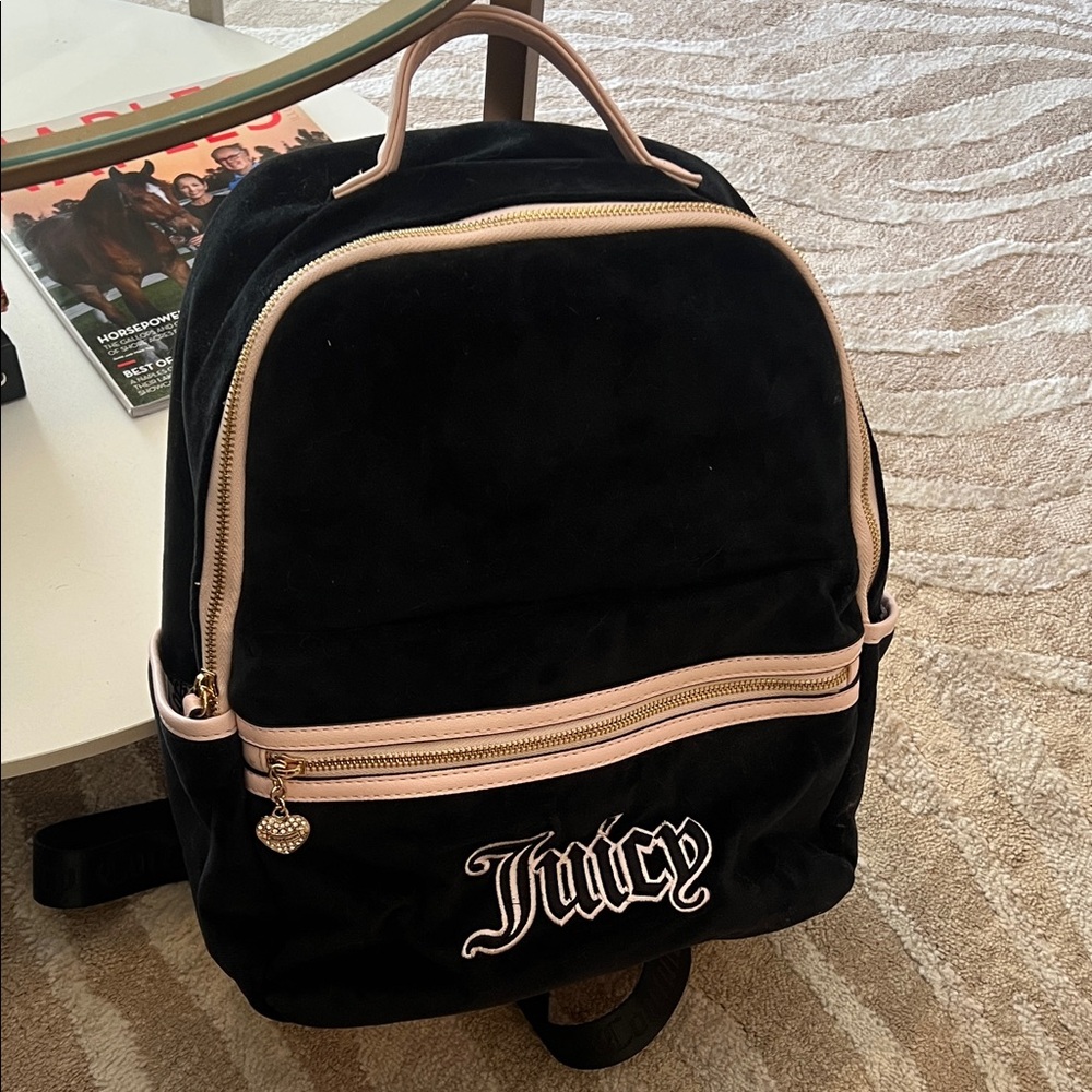 Juicy Couture Black Backpack with Pink Trim